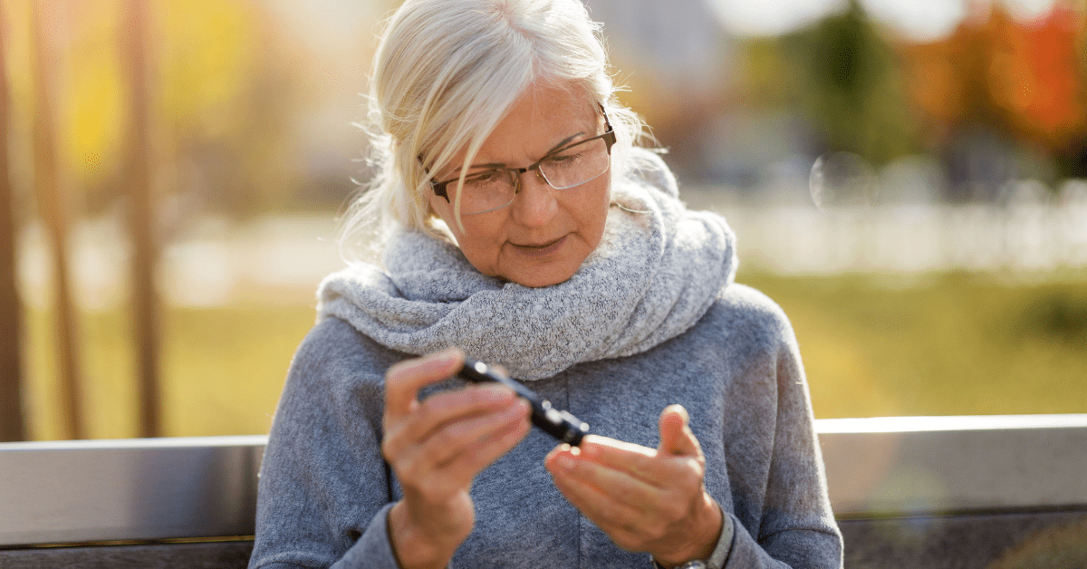 woman monitors diabetes to manage eye health