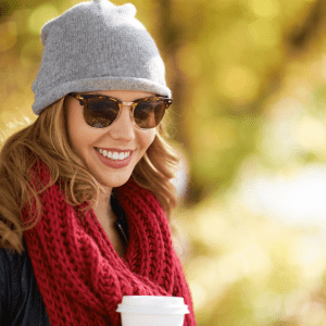 benefit of woman wearing sunglasses in the fall season